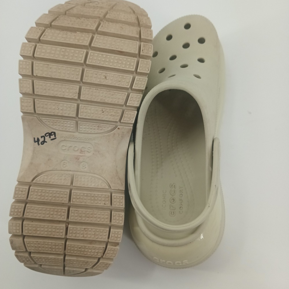 Crocs Mega Crush Clog Bone Beige Platform Lug Sole Mens 6 Womens 8 207988-160